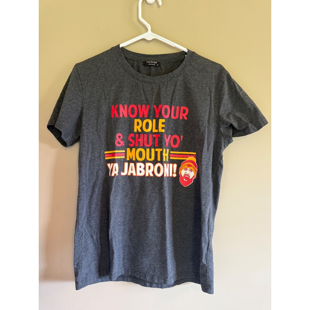 Sheshow Know Your Role Shut Yo Mouth Ya Jabroni Graphic Tee Charcoal Grey Medium
